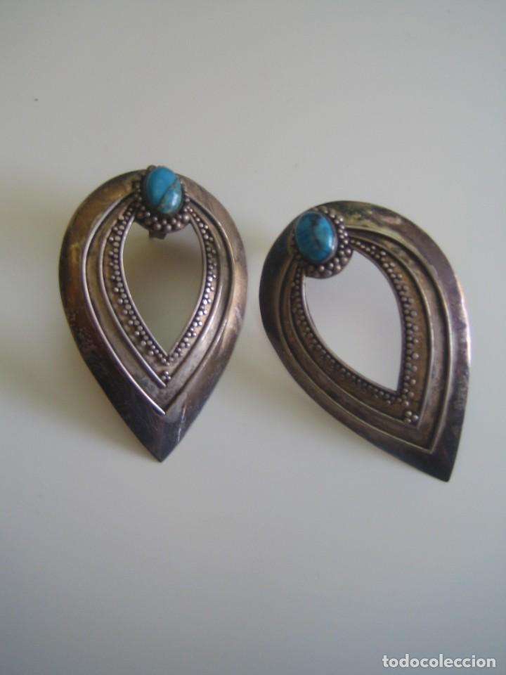 Gioielleria: Lote 5 pares de pendientes antiguos (de plata), y turquesas