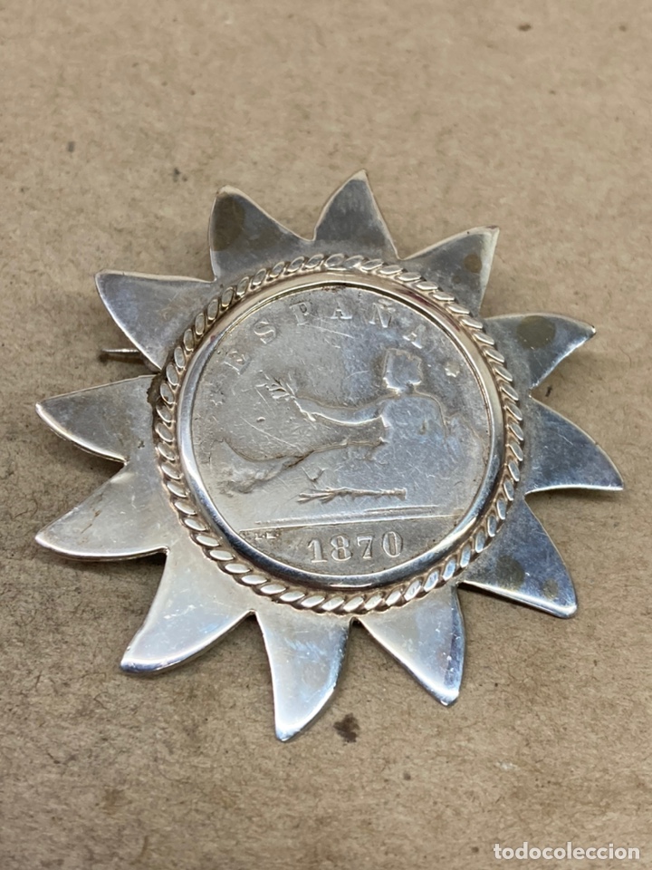Joyeria: Broche de plata con moneda 2 Pesetas 1870/B39 - Foto 1