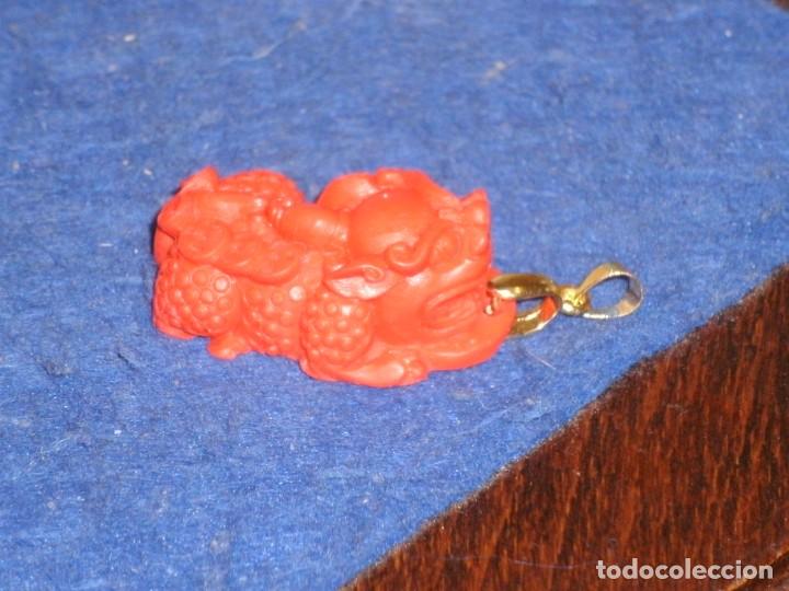 Joyeria: COLGANTE DE CINABRIO DRAGON O PERRO FOO. - Foto 2