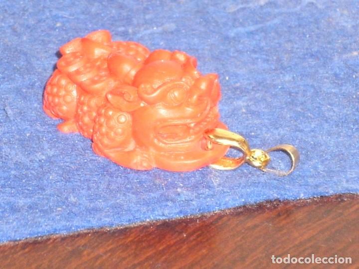 Joyeria: COLGANTE DE CINABRIO DRAGON O PERRO FOO. - Foto 4