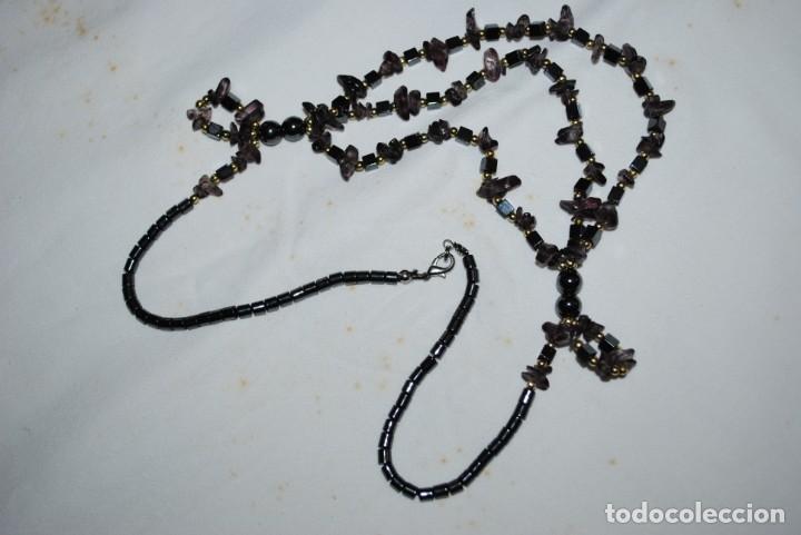 Joyeria: COLLAR DE HEMATITE NATURAL Y CRISTALES LILAS - Foto 3