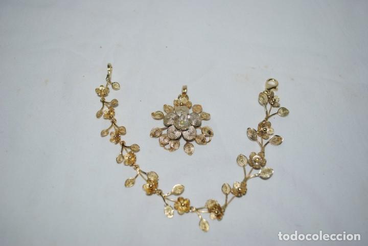 Joyeria: PULSERA , Y COLGANTE DE PLATA DORADA . - Foto 1