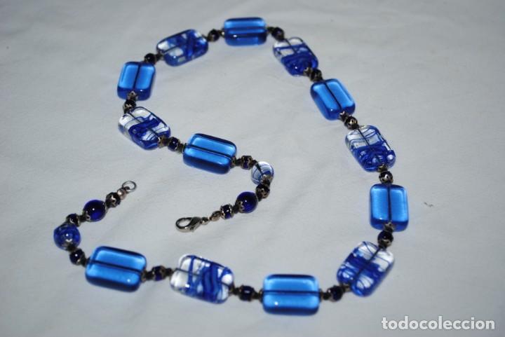 Joyeria: COLLAR DE CRISTAL DE MURANO DE AGUAS AZULES . - Foto 1