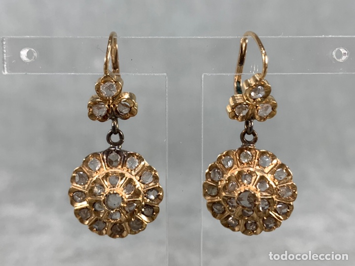 Joyeria: PENDIENTES ISABELINOS EN ORO 18K Y DIAMANTES TALLA ROCA -. Lote 246673060