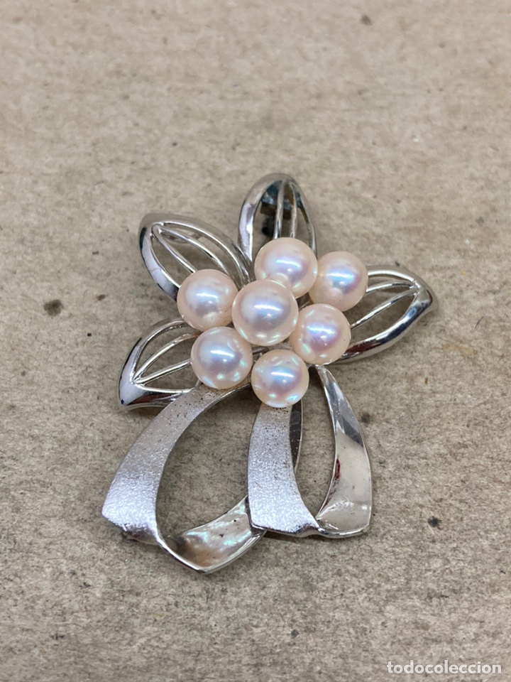 Joyeria: PRECIOSO BROCHE DE PLATA RODIADA Y PERLAS/B17 - Foto 1