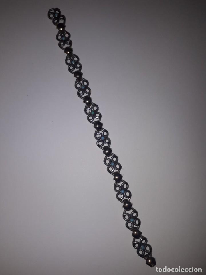 Joyeria: Pulsera de plata con vistas en oro y turquesas - Foto 2
