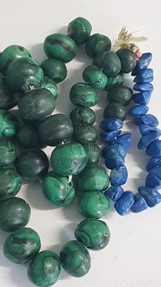 Joyeria: COLLAR DE MALAQUITA Y LAPISLAZULI ANTIGUO - Foto 4