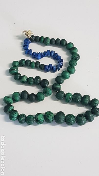 Joyeria: COLLAR DE MALAQUITA Y LAPISLAZULI ANTIGUO - Foto 1