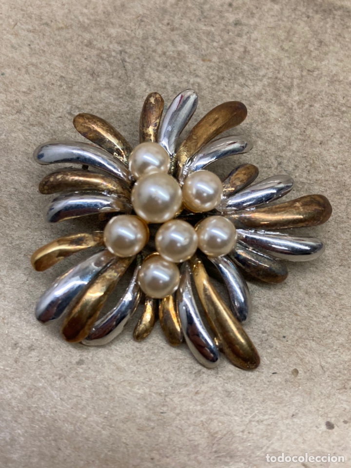 Joyeria: Broche de plata y Perlas chapado de oro /B16 - Foto 1