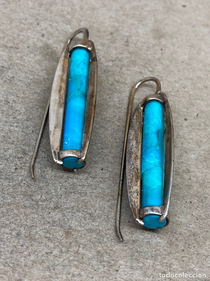 Joyeria: Pendientes de plata y piedra turquesa/P68 - Foto 1