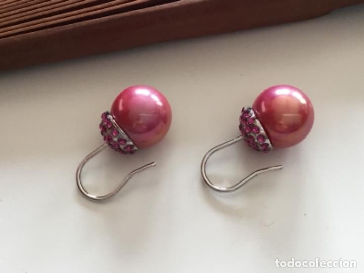 Joyeria: PENDIENTES CON PERLAS DE CRISTAL ROSADO Y STRASS - Foto 3