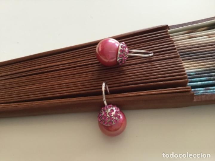 Joyeria: PENDIENTES CON PERLAS DE CRISTAL ROSADO Y STRASS - Foto 6