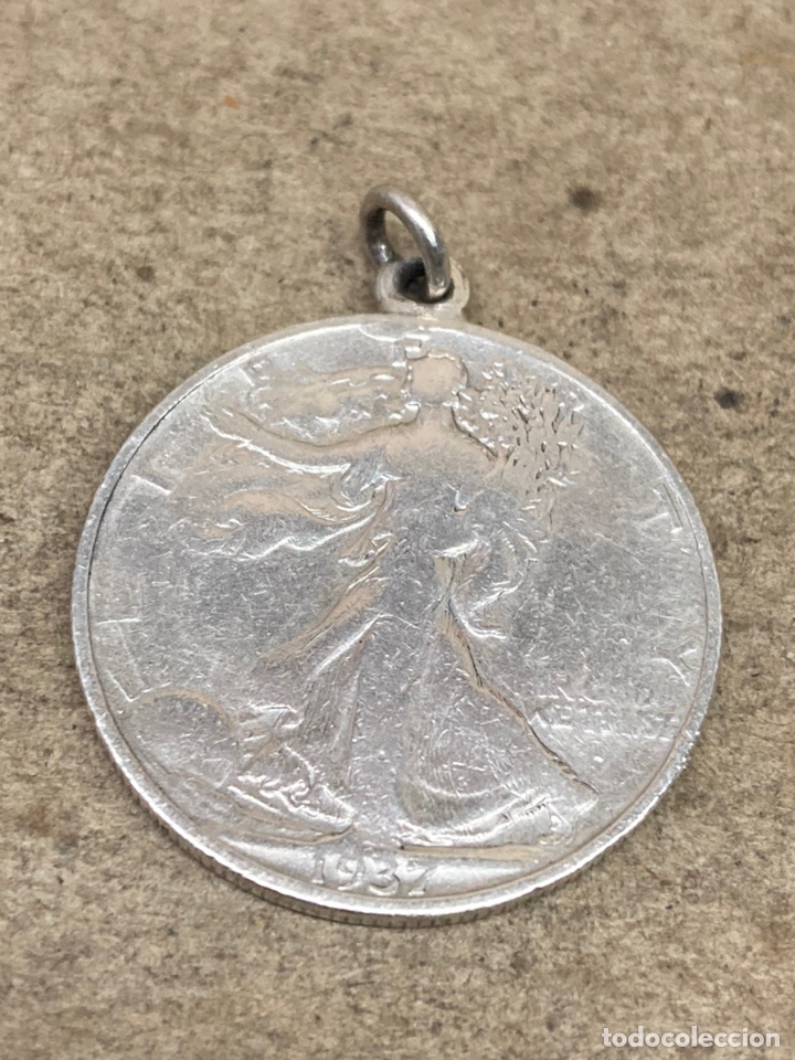 Joyeria: Colgante de plata moneda Half Dollar - Foto 1