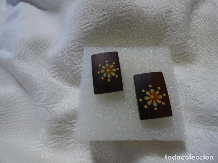 Joyeria: Pendientes de plata y madera pintada a mano. - Foto 1