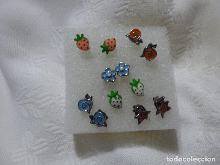 Joyeria: Lote de pendientes infantiles de plata y esmalte. - Foto 1