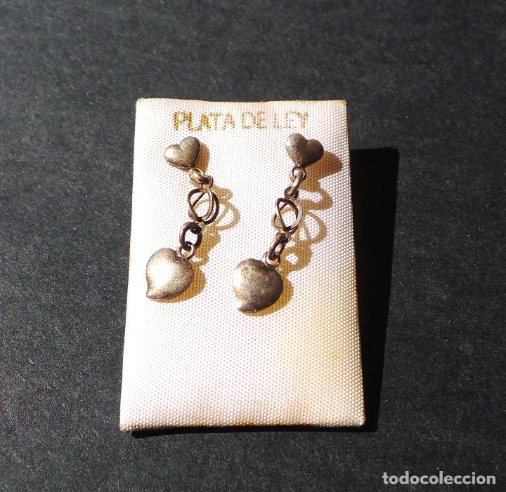 Joyeria: PAREJA DE PENDIENTES. CORAZONES. EN PLATA DE LEY. - Foto 1