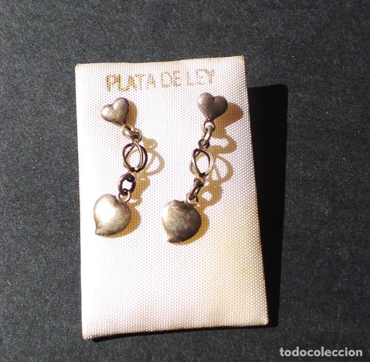 Joyeria: PAREJA DE PENDIENTES. CORAZONES. EN PLATA DE LEY. - Foto 2