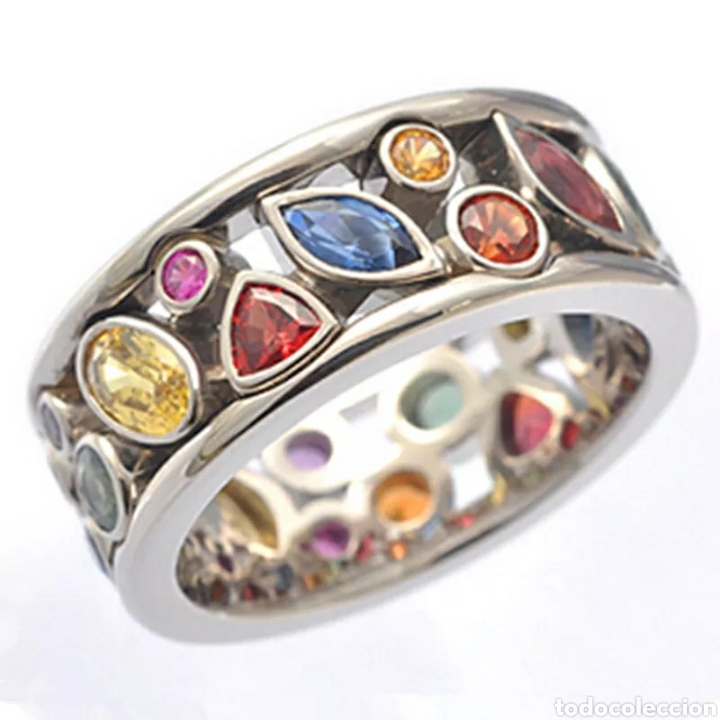 Joyeria: ESPECTACULAR ANILLO CON CIRCONITAS DE COLORES. REF S3 A BI - Foto 1