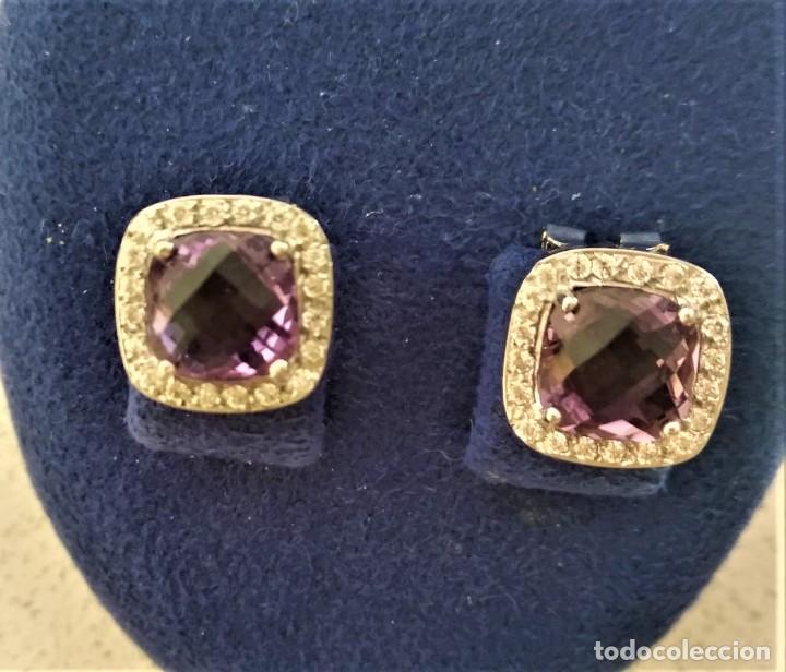 Joyeria: PENDIENTES ORO BLANCO 18K Y AMATISTA - Foto 2