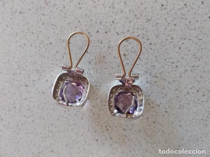 Joyeria: PENDIENTES ORO BLANCO 18K Y AMATISTA - Foto 3