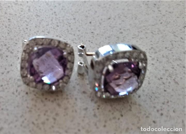 Joyeria: PENDIENTES ORO BLANCO 18K Y AMATISTA - Foto 4