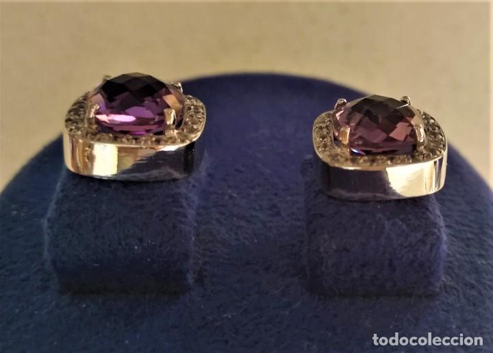 Joyeria: PENDIENTES ORO BLANCO 18K Y AMATISTA - Foto 6