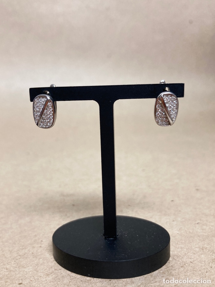Joyeria: Pendientes de plata y circonitas con ba&ntilde;o de rodio - Foto 1
