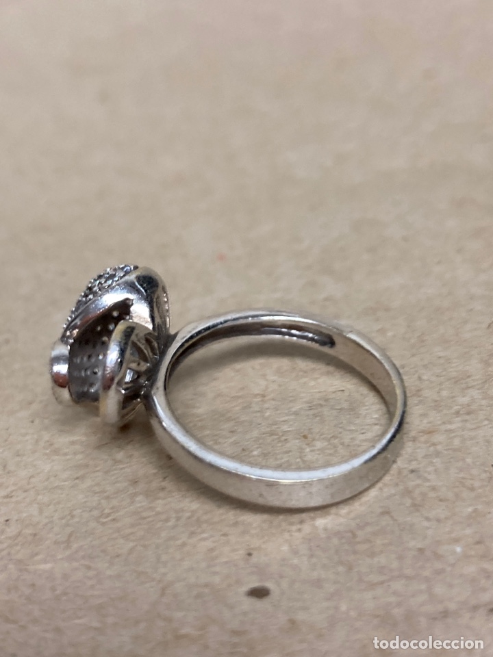 Joyeria: Sortija en forma de coraz&oacute;n con circonitas de plata/S56 - Foto 3