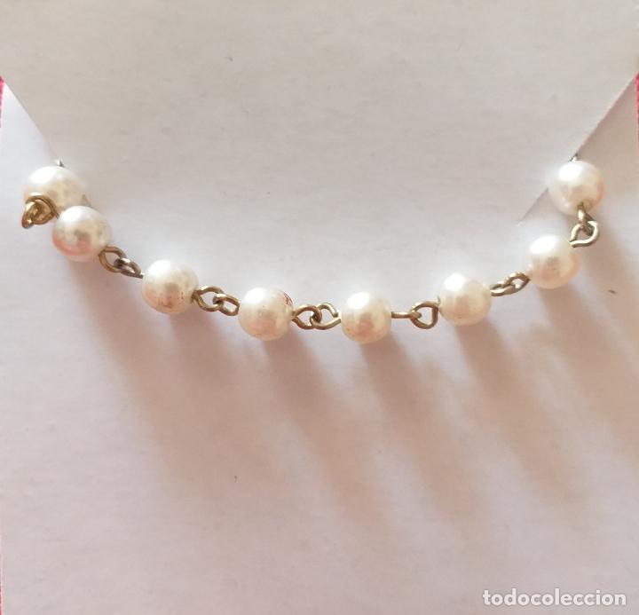 Joyeria: Pulsera. Cadena plateada y perlas de imitaci&oacute;n. 20 cm. - Foto 5