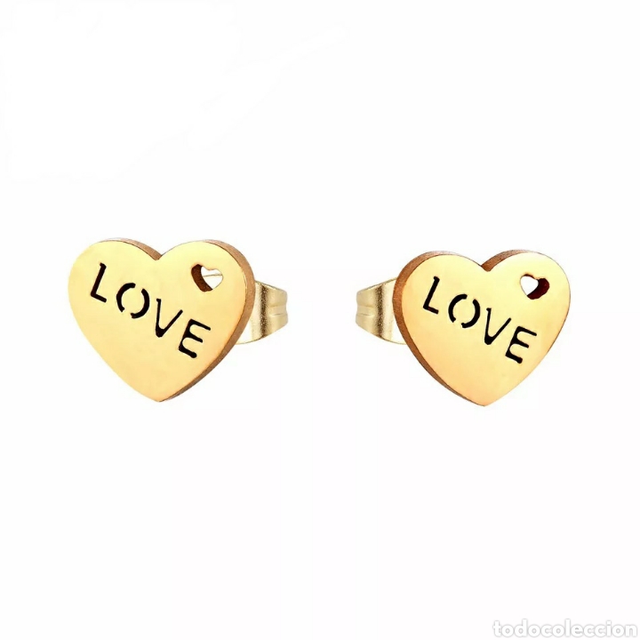 Joyeria: EXCLUSIVOS PENDIENTES DE ACERO Y ORO EN FORMA DE CORAZ&Oacute;N - Foto 2