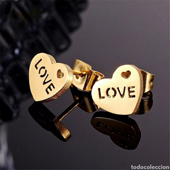 Joyeria: EXCLUSIVOS PENDIENTES DE ACERO Y ORO EN FORMA DE CORAZ&Oacute;N - Foto 1