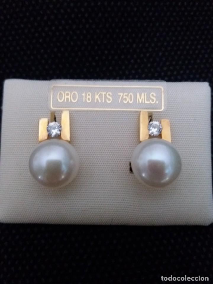 Joyeria: PENDIENTES ORO 18 KTS PERLA. NUEVO - Foto 3