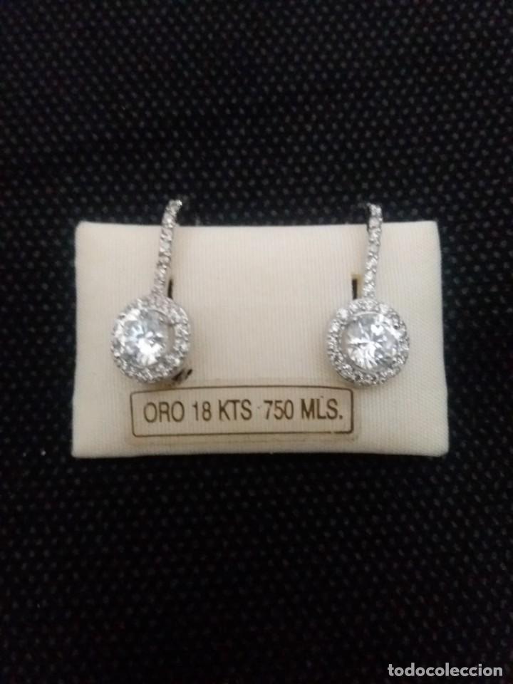 Joyeria: PENDIENTES ORO BLANCO 18 KTS. NUEVO - Foto 2