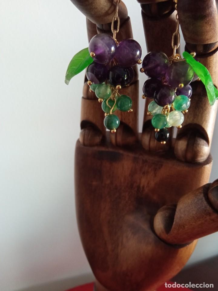 Joyeria: Pendientes perlas de amatistas de racimo uvas - Foto 1