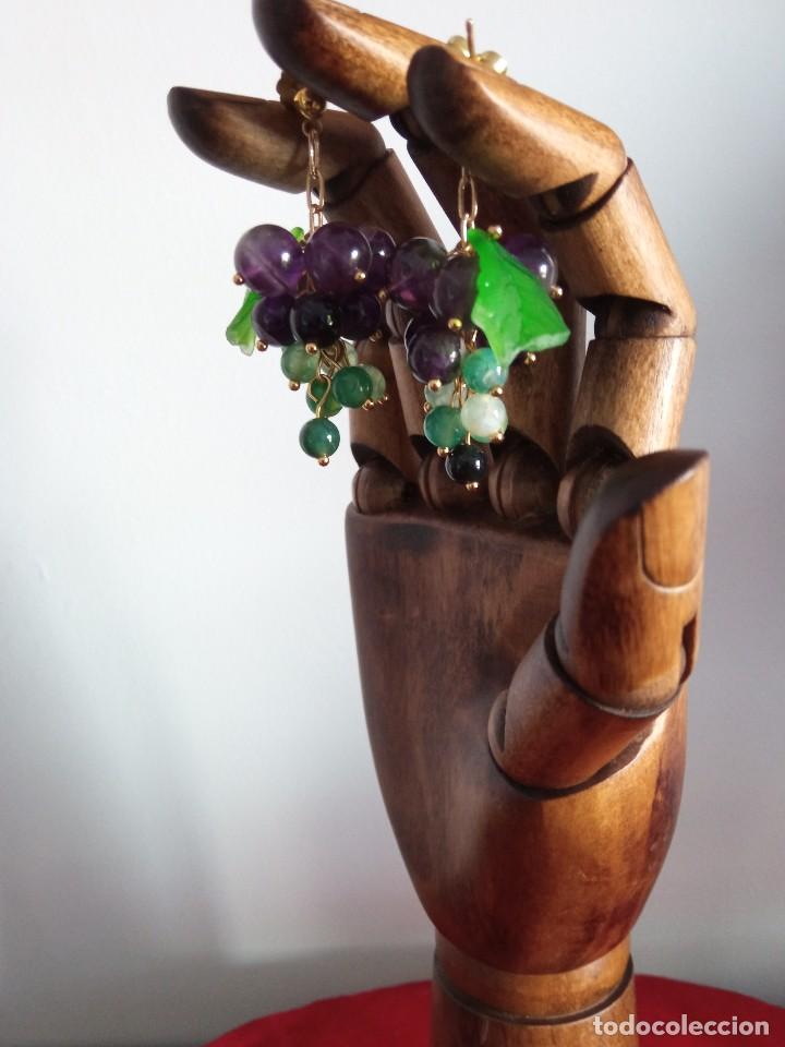 Joyeria: Pendientes perlas de amatistas de racimo uvas - Foto 2
