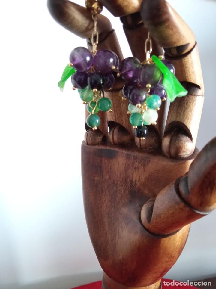 Joyeria: Pendientes perlas de amatistas de racimo uvas - Foto 3