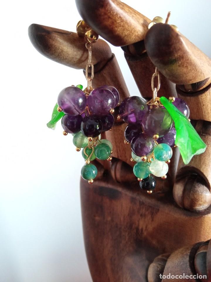 Joyeria: Pendientes perlas de amatistas de racimo uvas - Foto 4