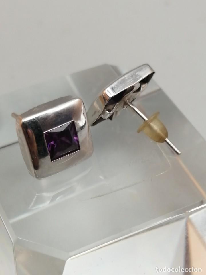 Joyeria: Pendientes oro blanco 14k y amatista - Foto 3