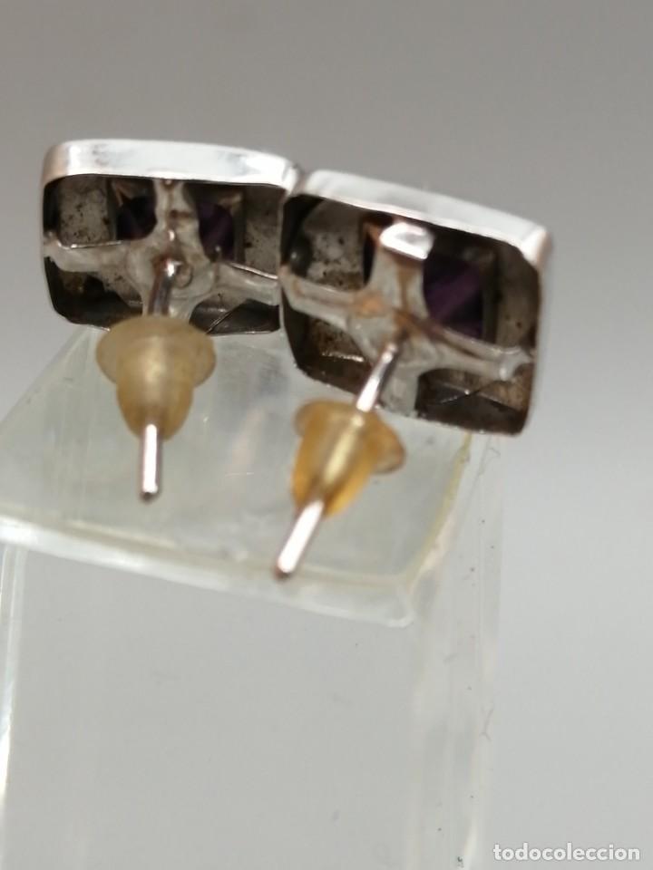 Joyeria: Pendientes oro blanco 14k y amatista - Foto 4