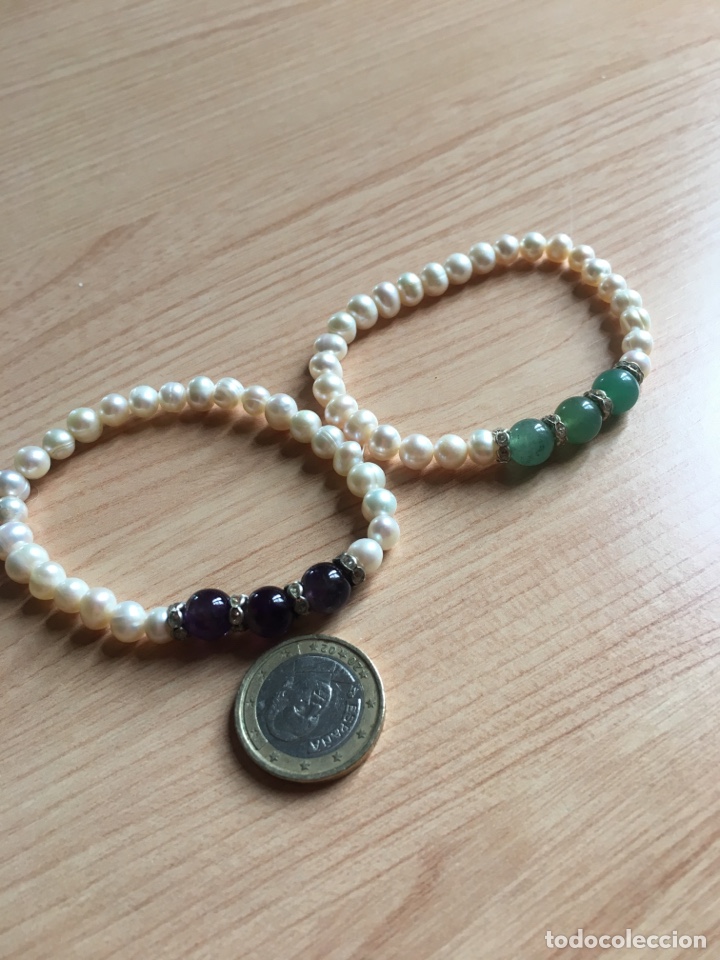 Joyeria: Pulseras el&aacute;sticas imitaci&oacute;n perlas con pedrer&iacute;a - Foto 2