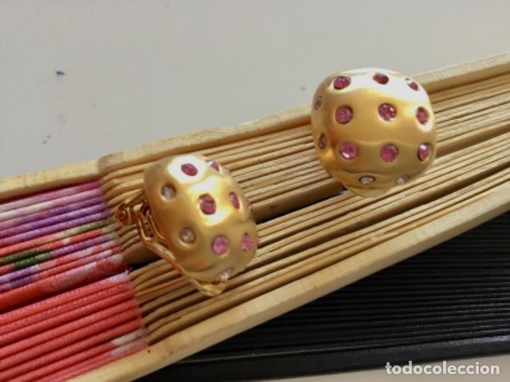 Joyeria: PENDIENTES CHAPADOS EN ORO. CRISTAL. OMEGA - Foto 4