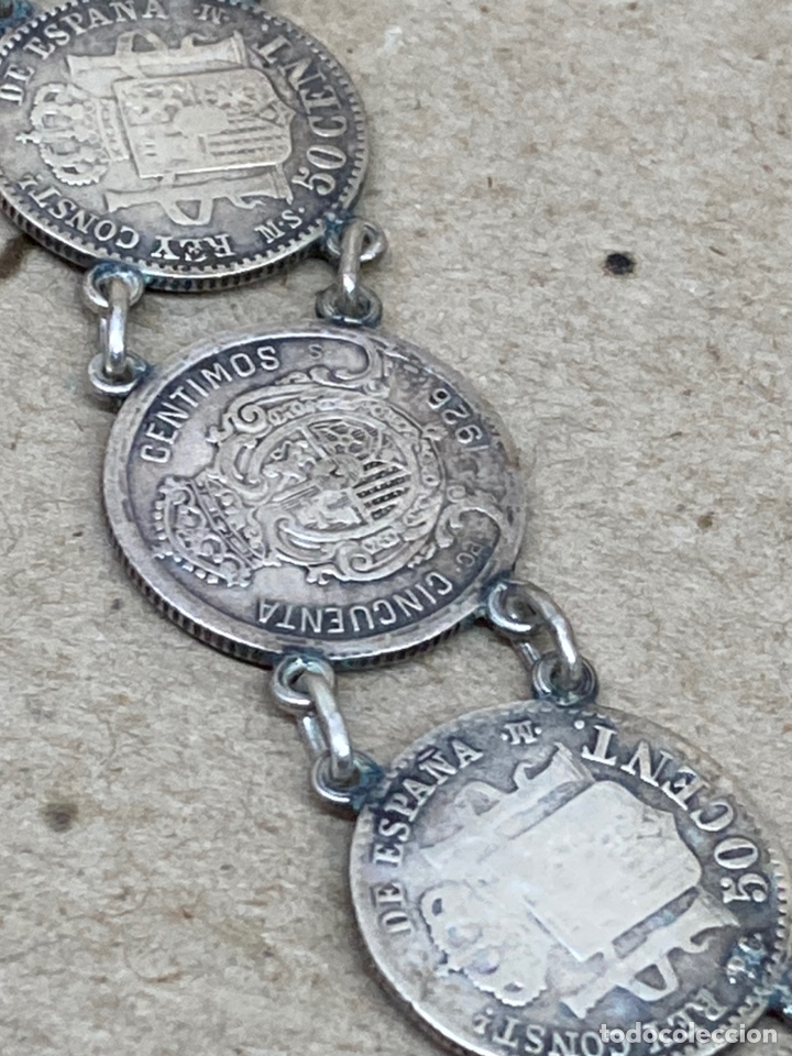 Joyeria: Pulsera de 9 moneda 50 C&eacute;ntimos monedas espa&ntilde;olas originales - Foto 3