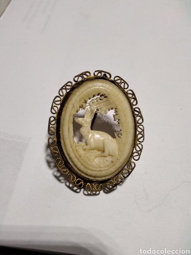 Joyeria: Broche en hueso y laton - Foto 1