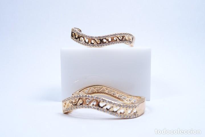 Joyeria: Pendientes en oro rosa de 14k en forma de aro irregular - Foto 1