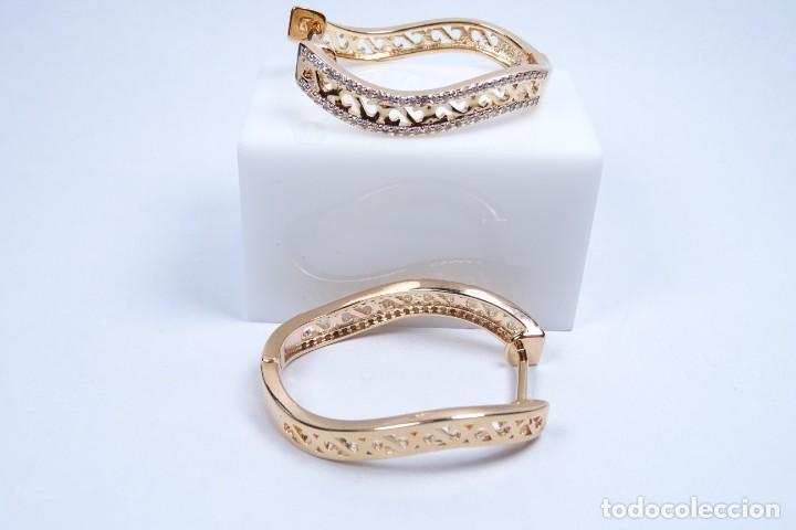Joyeria: Pendientes en oro rosa de 14k en forma de aro irregular - Foto 3