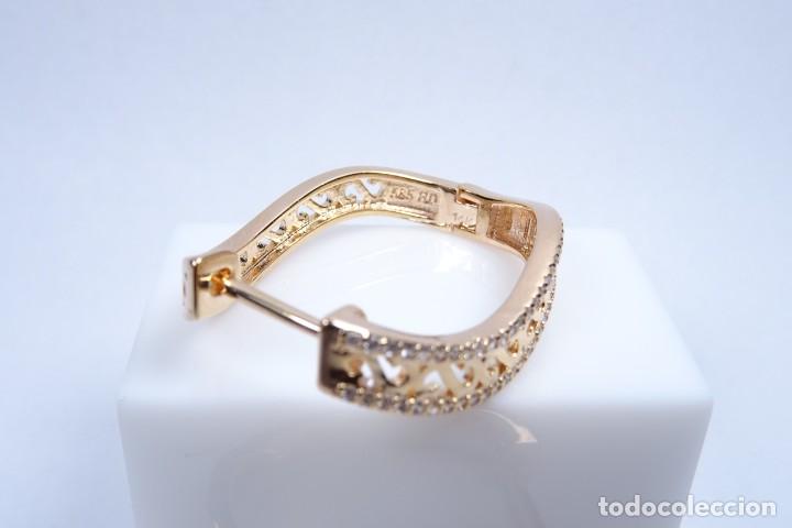 Joyeria: Pendientes en oro rosa de 14k en forma de aro irregular - Foto 5