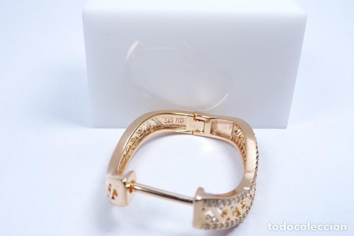 Joyeria: Pendientes en oro rosa de 14k en forma de aro irregular - Foto 6