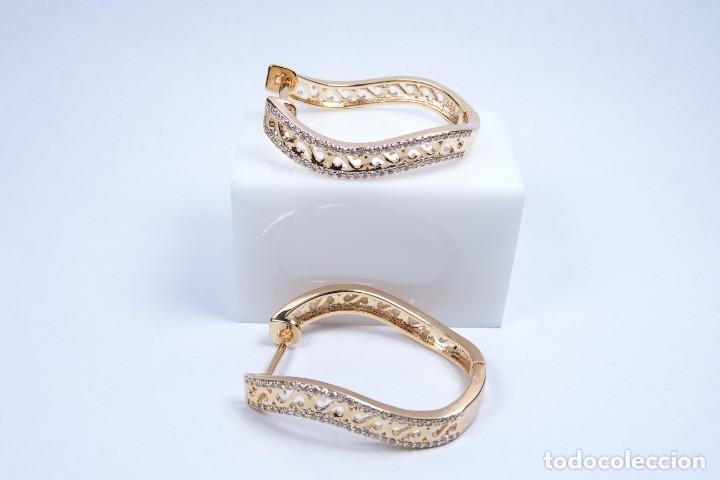 Joyeria: Pendientes en oro rosa de 14k en forma de aro irregular - Foto 7