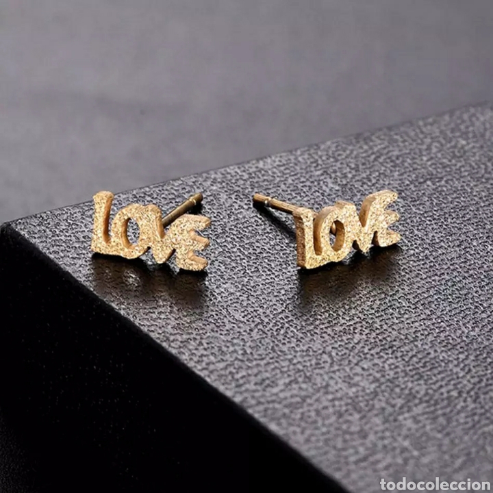 Joyeria: FANT&Aacute;STICOS PENDIENTES de ACERO y ORO. MODELO LOVE - Foto 1