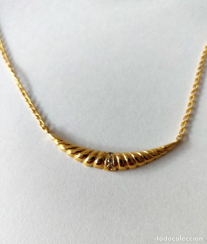 Joyeria: Collar oro chapado,con tres zirconitas - Foto 2